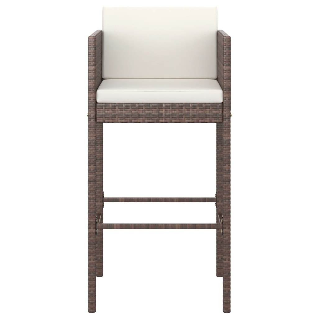 Bar Stool | Set of 2 | Brown | Poly rattan, powder-coated steel