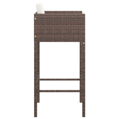 Bar Stool | Set of 2 | Brown | Poly rattan, powder-coated steel