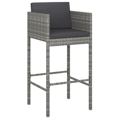 Bar Stools with Cushions 2 pcs Grey Poly Rattan