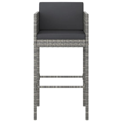 Bar Stools with Cushions 2 pcs Grey Poly Rattan