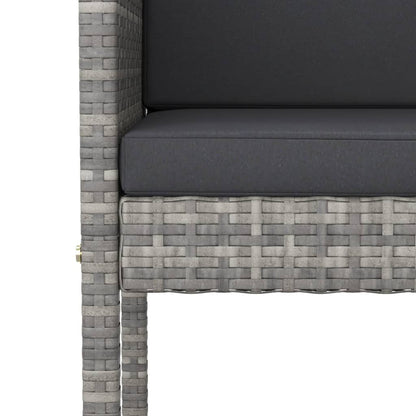 Bar Stools with Cushions 2 pcs Grey Poly Rattan