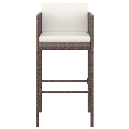 Bar Stool | Set of 4 | Brown | Poly Rattan | Counter Height | Lightweight