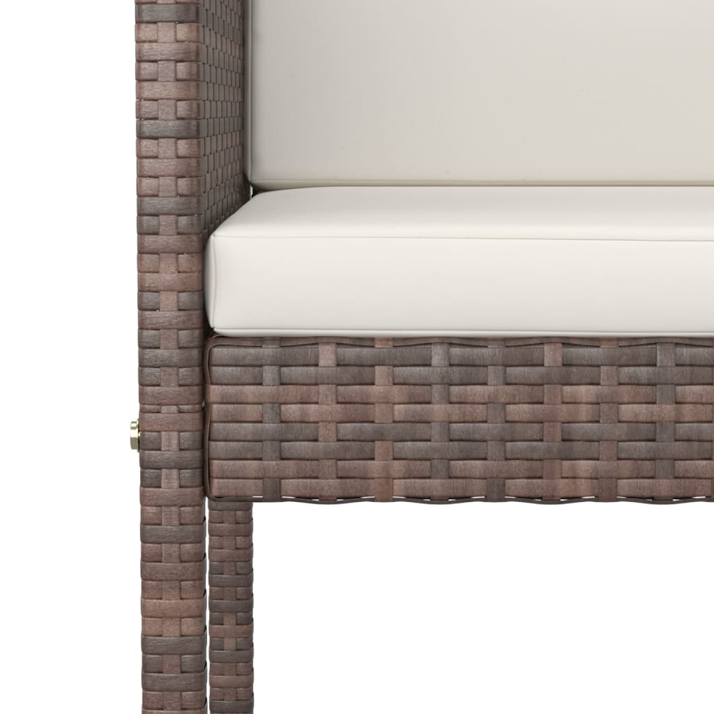 Bar Stool | Set of 4 | Brown | Poly Rattan | Counter Height | Lightweight