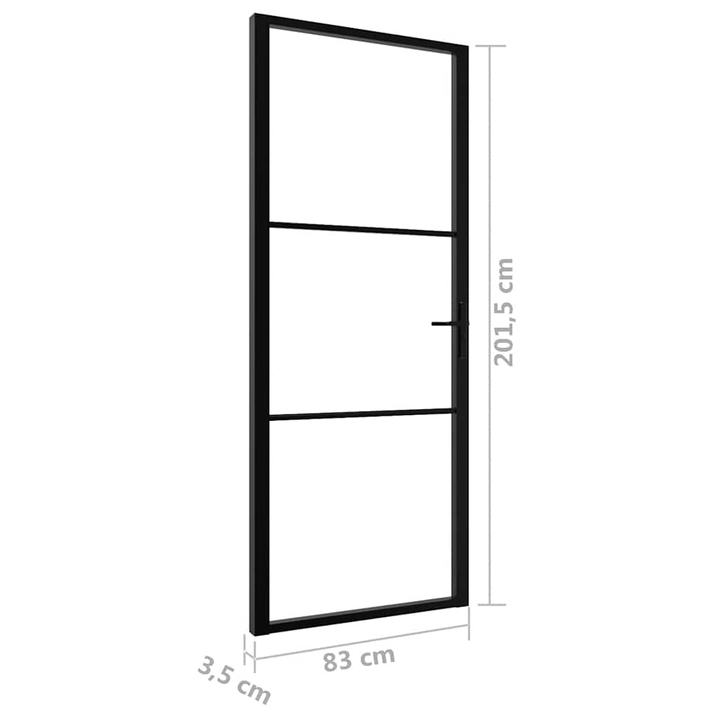 Interior Door ESG Glass and Aluminum 32.7"x79.3" Black
