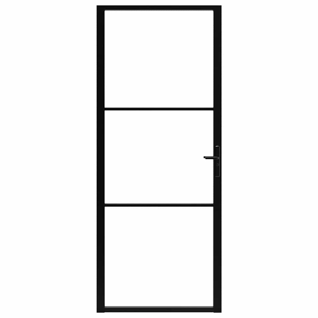 Interior Door ESG Glass and Aluminum 36.6"x79.3" Black