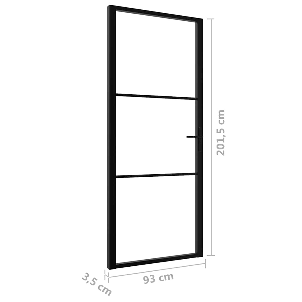 Interior Door ESG Glass and Aluminum 36.6"x79.3" Black
