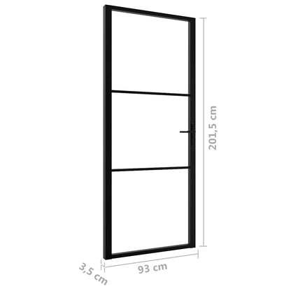 Interior Door ESG Glass and Aluminum 36.6"x79.3" Black