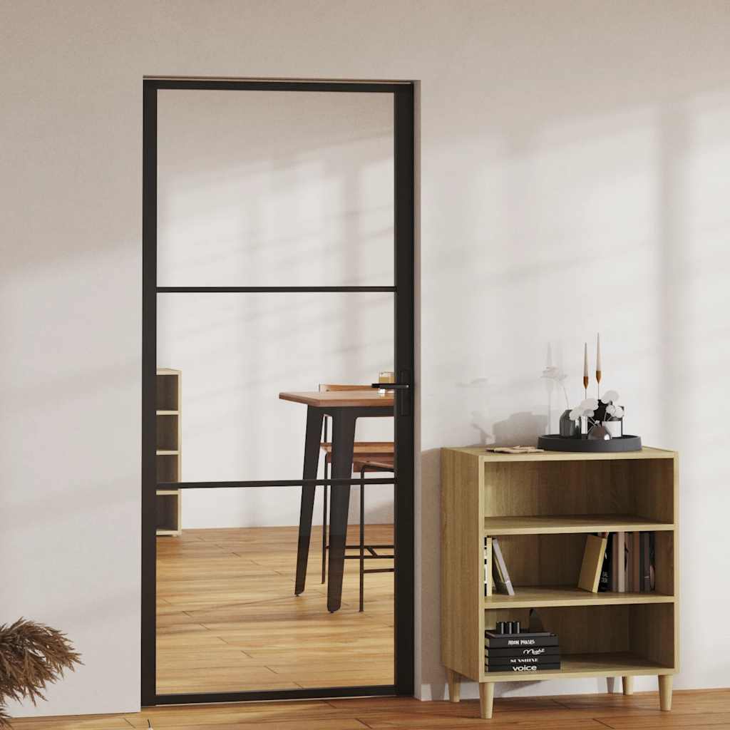 Interior Door ESG Glass and Aluminum 36.6"x79.3" Black