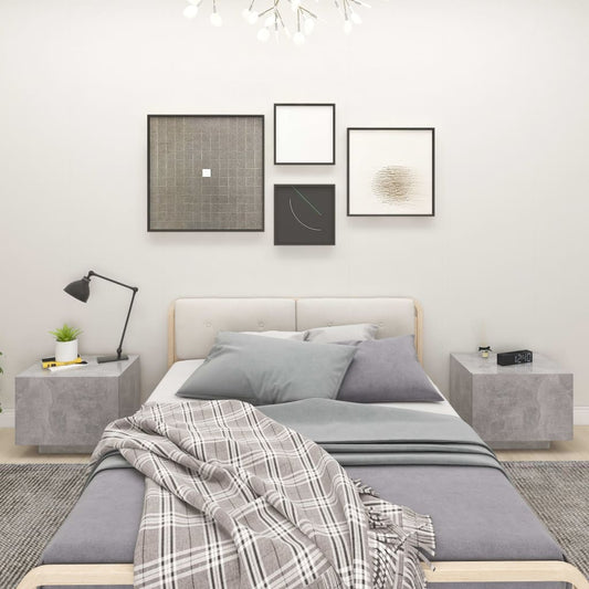 Bedside Cabinet | Concrete Grey | Engineered Wood | Compact