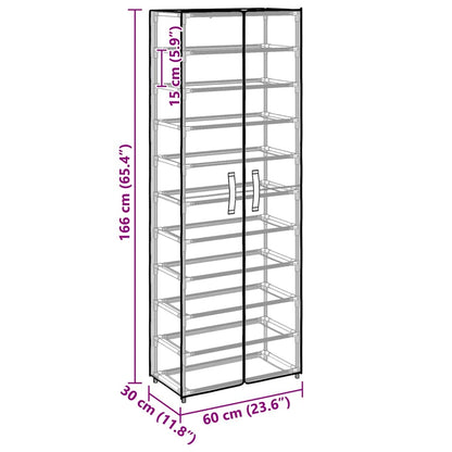 Shoe Cabinet Cream 60x30x166 cm Fabric