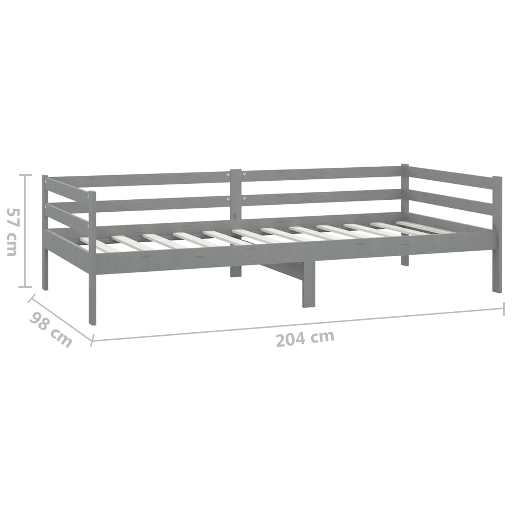 Day Bed | Grey | Solid pine wood | 90 x 200 cm