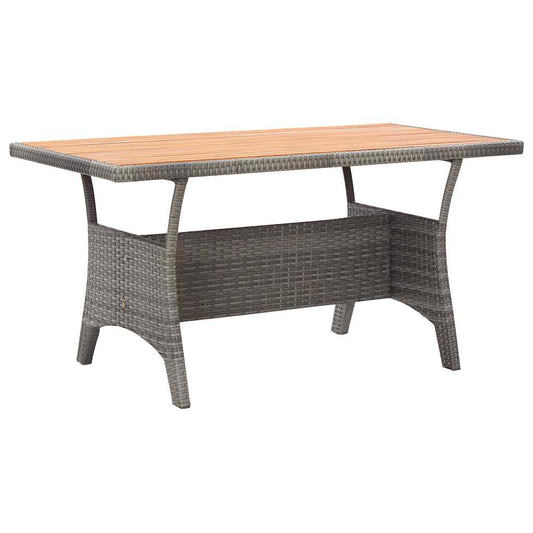 Garden Table | Grey | Solid Acacia Wood, PE Rattan, Powder-Coated Steel