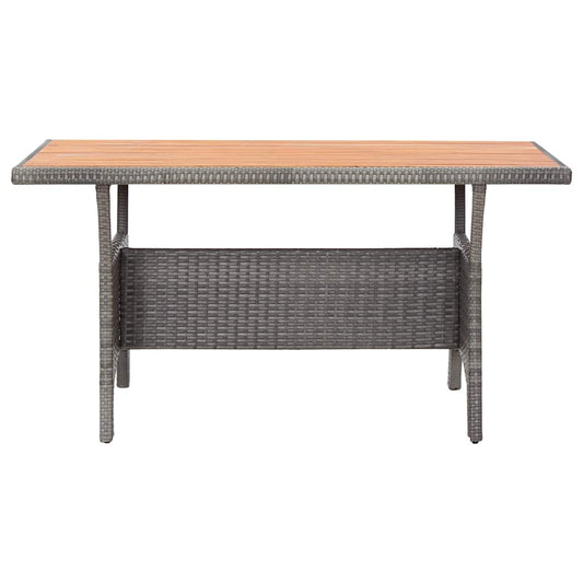 Garden Table | Grey | Solid Acacia Wood, PE Rattan, Powder-Coated Steel