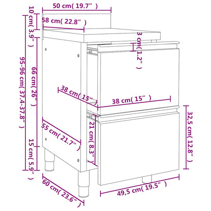 Commercial Kitchen Cabinets 2 pcs 50x60x96 cm Stainless Steel
