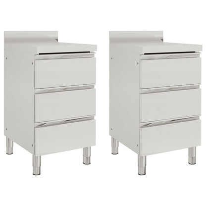Commercial Kitchen Cabinets with 3 Drawers 2 pcs 50x60x96 cm