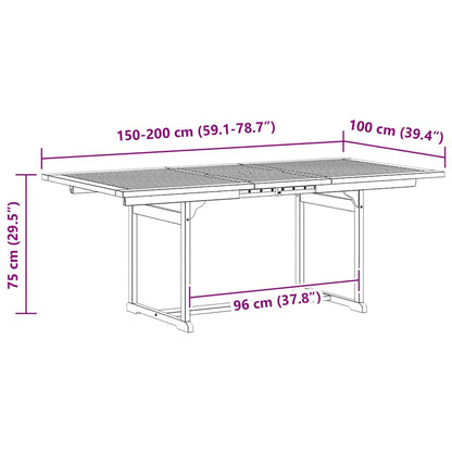 Garden Dining Table (150-200)x100x75 cm Solid Acacia Wood