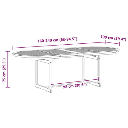 Garden Dining Table (160-240)x100x75 cm Solid Acacia Wood