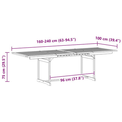 Garden Dining Table (160-240)x100x75 cm Solid Acacia Wood