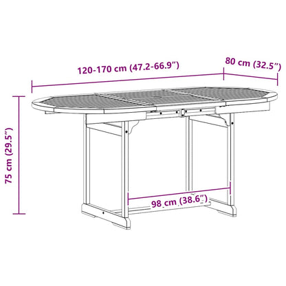 Garden Dining Table (120-170)x80x75 cm Solid Acacia Wood