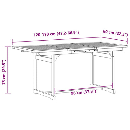 Garden Dining Table (120-170)x80x75 cm Solid Acacia Wood
