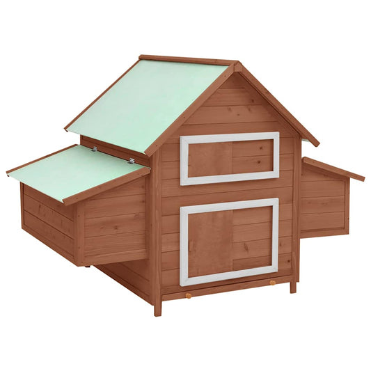 Chicken Coop | Mocha and White | Solid Firwood and MDF roof