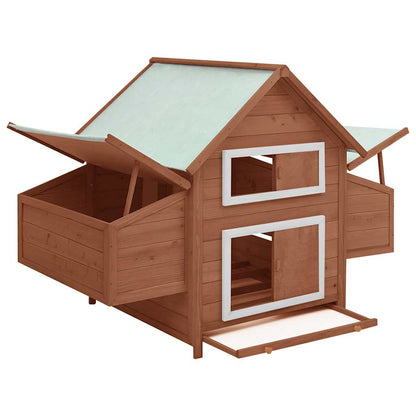 Chicken Coop Mocha and White 150x96x110 cm Solid Firwood