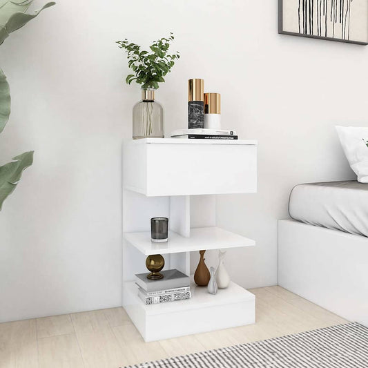 808648 vidaXL Bedside Cabinet White 40x35x65 cm Engineered Wood