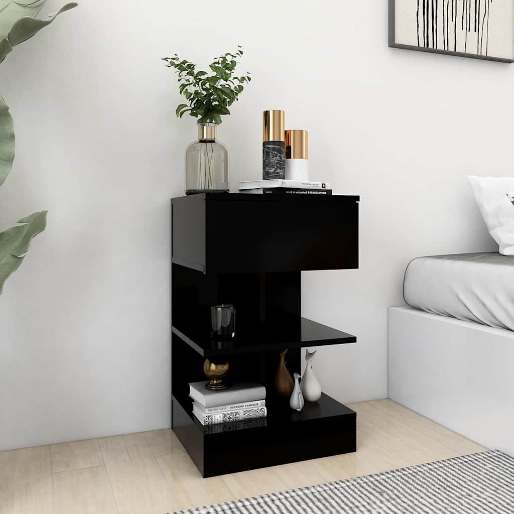 808651 vidaXL Bedside Cabinets 2 pcs Black 40x35x65 cm