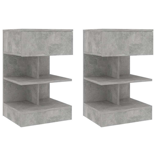 808657 vidaXL Bedside Cabinets 2 pcs Concrete Grey 40x35x65 cm