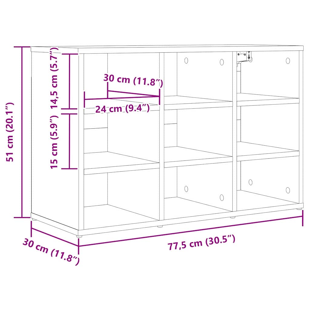 Shoe Cabinet 77.5 x 30 x 51 cm Engineered Wood White