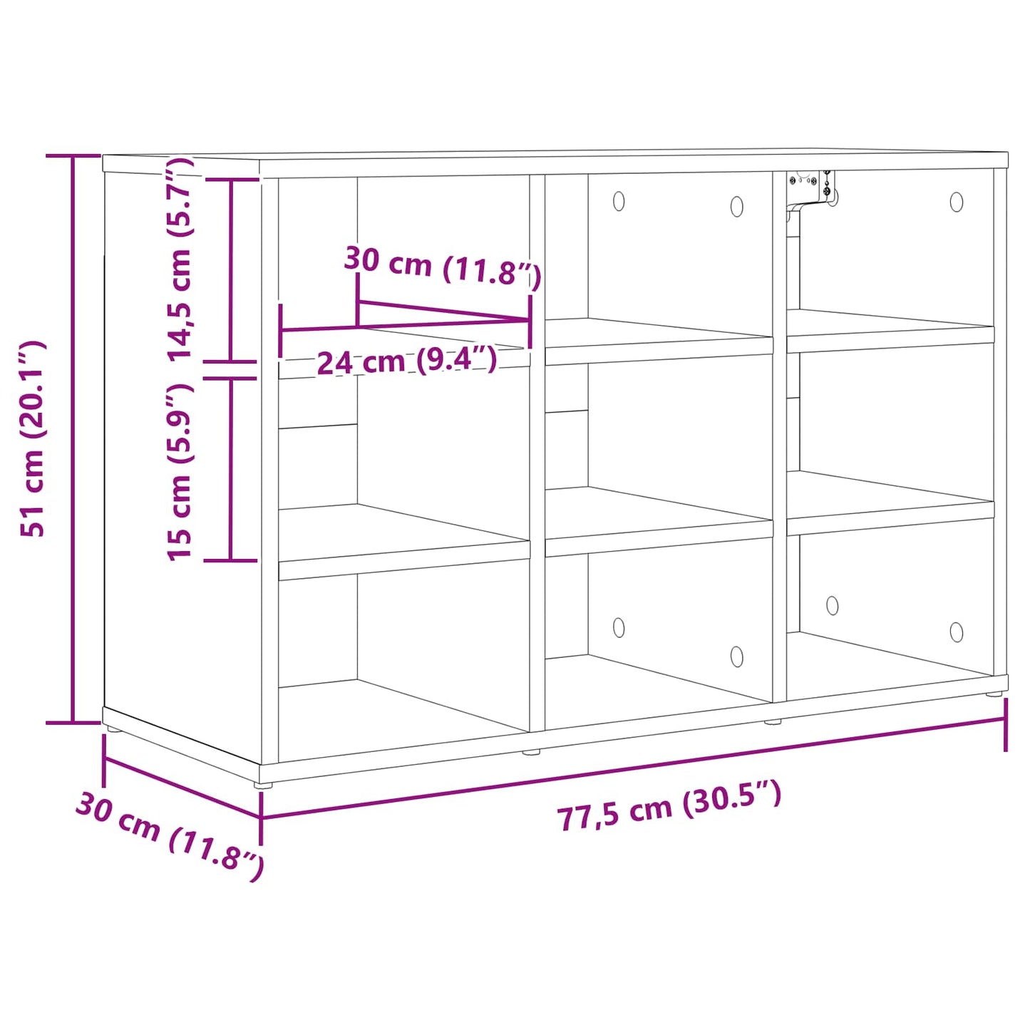 Shoe Cabinet Sonoma Oak 77.5 x 30 x 51 cm Engineered Wood