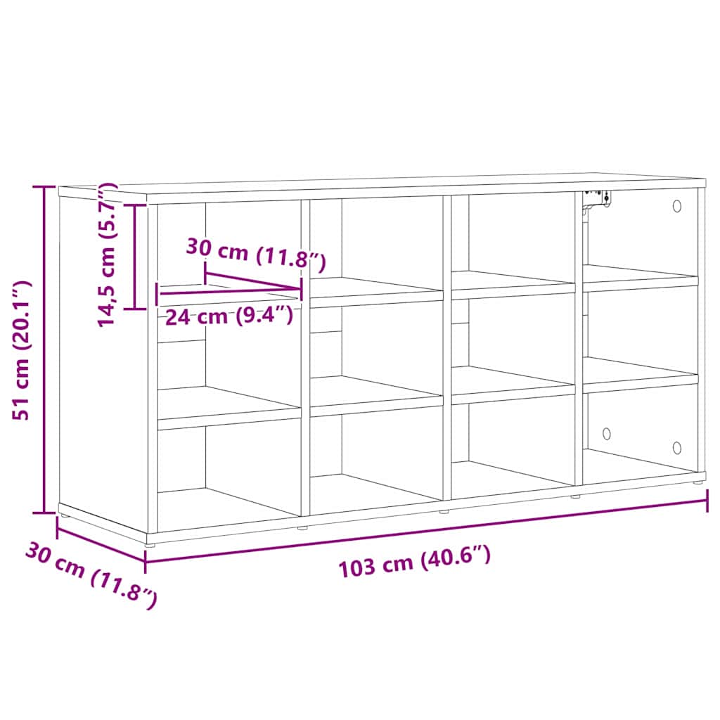 Shoe Cabinet 103 x 30 x 51 cm Engineered Wood Concrete grey