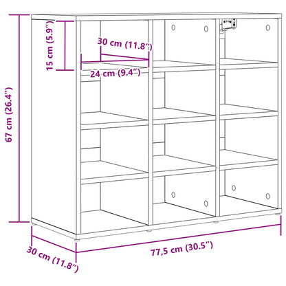 Shoe Cabinet Sonoma Oak 77.5 x 30 x 67 cm Engineered Wood