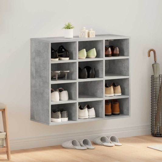 Shoe Cabinet 77.5 x 30 x 67 cm Engineered Wood Concrete grey