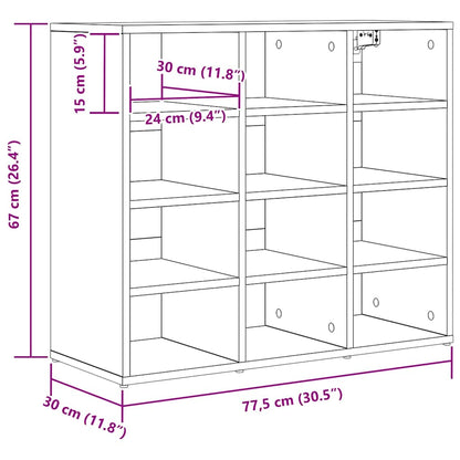 Shoe Cabinet 77.5 x 30 x 67 cm Engineered Wood Concrete grey