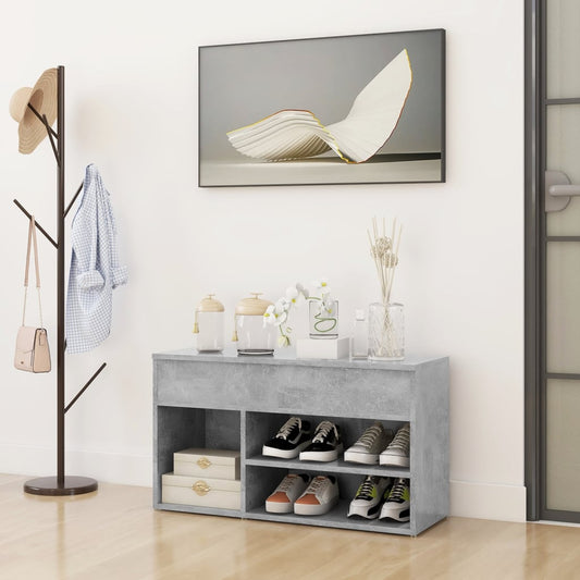 Shoe Bench Concrete Grey 80x30x45 cm Engineered Wood