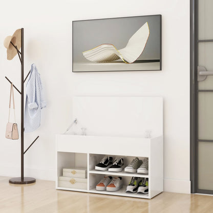 808753 vidaXL Shoe Bench High Gloss White 80x30x45 cm Engineered Wood