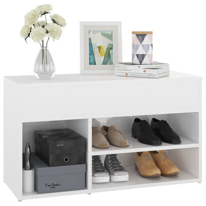 808753 vidaXL Shoe Bench High Gloss White 80x30x45 cm Engineered Wood