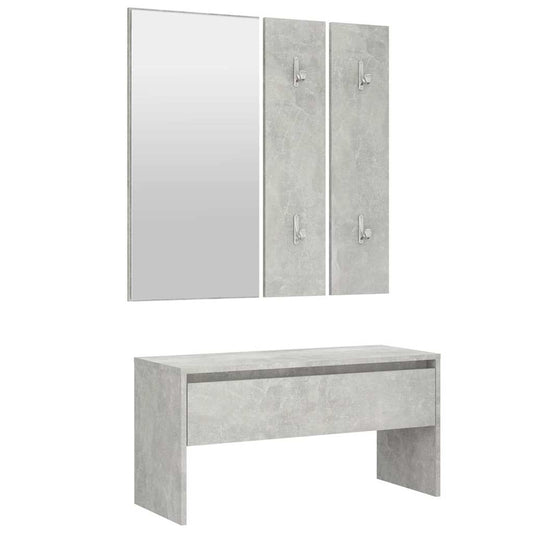 Hallway Furniture Set | Concrete grey | Engineered wood, acrylic