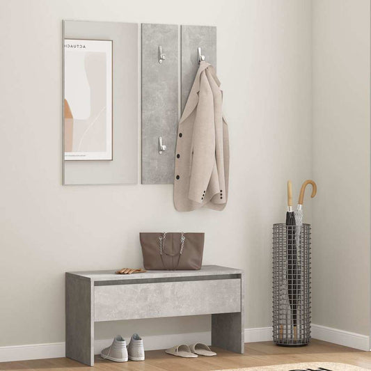 Hallway Furniture Set | Concrete grey | Engineered wood, acrylic