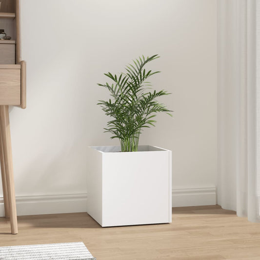 Planter Box | White | Engineered wood | 40 cm square | Decorative Inlays