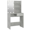 Dressing Table with LED Concrete Grey 74.5x40x141 cm