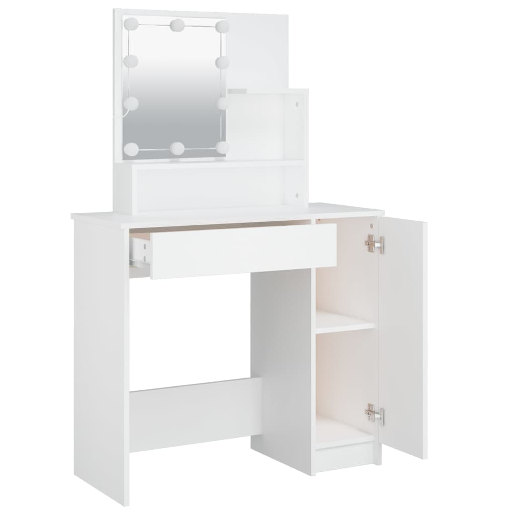 Dressing Table with LED White 86.5x35x136 cm