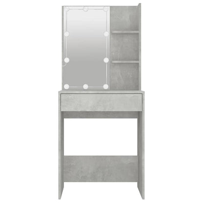 Dressing Table with LED Concrete Grey 60x40x140 cm