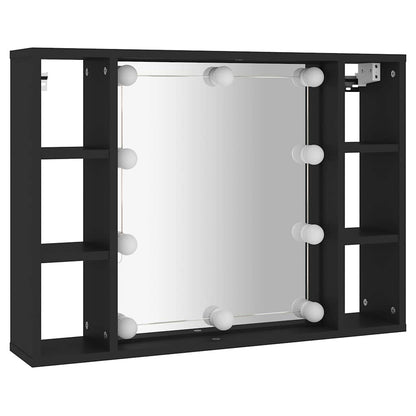Mirror Cabinet with LED Black 76x15x55 cm