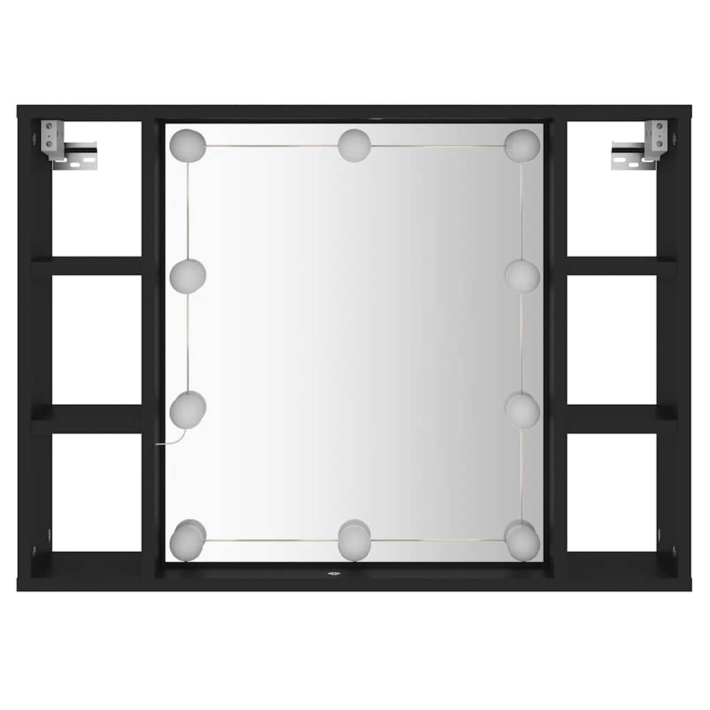 Mirror Cabinet with LED Black 76x15x55 cm