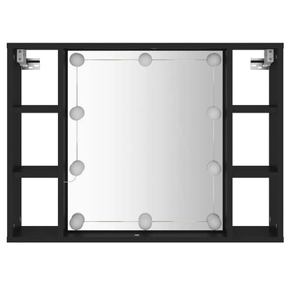 Mirror Cabinet with LED Black 76x15x55 cm