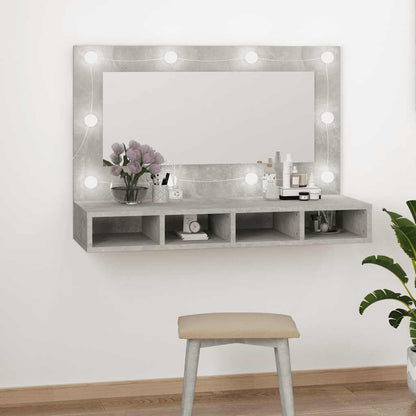 Mirror Cabinet with LED Concrete Grey 90x31.5x62 cm