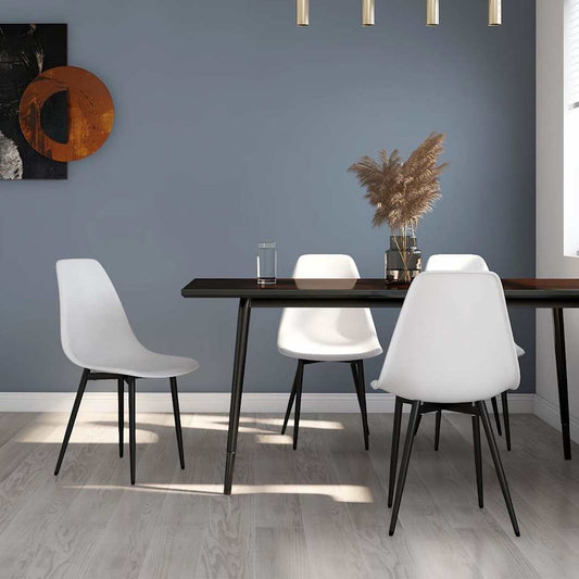 Dining Chair | Set of 4 | White | Polypropylene, Powder-Coated Metal