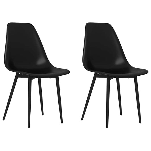 Dining Chair | Set of 2 | Black | Polypropylene, Powder-Coated Metal
